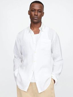 GAP - White Men's Regular Fit Linen Shirt
