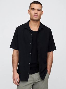 GAP - Black Men's Short-Sleeve Regular Fit Shirt