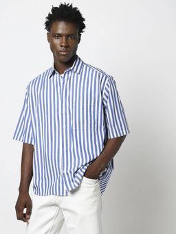 GAP - Blue Men's Striped Regular Fit Poplin Shirt
