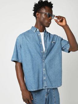 GAP - Blue Men's Button-Down Denim Logo Shirt