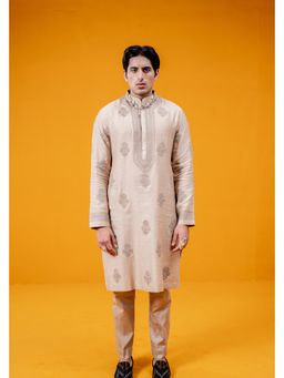 WABI SABI by Anshum-Ritesh - Dazzling Dahlia Beige Thread Work Kurta with Pant