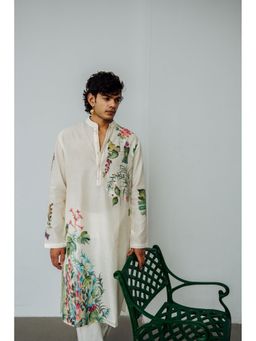 WABI SABI by Anshum-Ritesh - Hawaiian Harmony Ivory Hand Painted Kurta with Pant