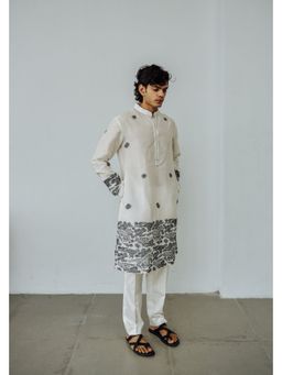 WABI SABI by Anshum-Ritesh - Road Runner Ivory Thread Work Kurta with Pant