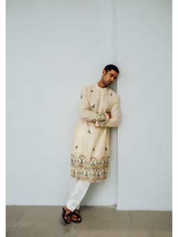 WABI SABI by Anshum-Ritesh - Buzz Me Beige Embroidered Kurta with Pant