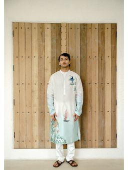 WABI SABI by Anshum-Ritesh - Lighthouse Ivory Hand Painted Kurta with Pant