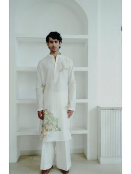 WABI SABI by Anshum-Ritesh - Ticket To Turkey White Hand Painted Kurta with Pant
