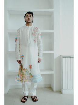 WABI SABI by Anshum-Ritesh - Up In The Air Ivory Hand Painted Kurta with Pant