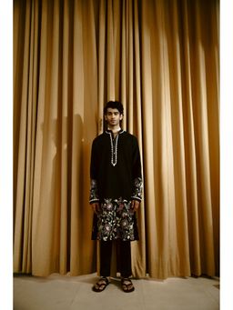 WABI SABI by Anshum-Ritesh - The Night Garden Black Thread Work Kurta with Pant