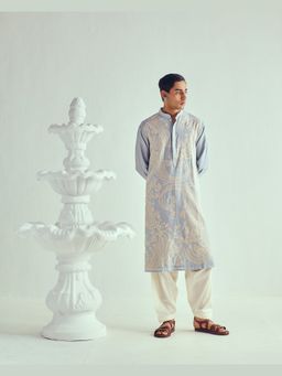 WABI SABI by Anshum-Ritesh - Paisley Paradise Blue Thread Work Kurta with Salwar
