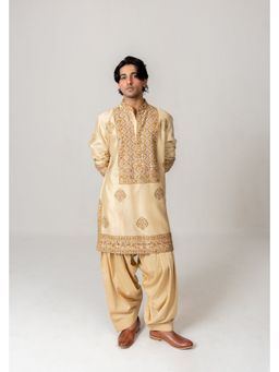 WABI SABI by Anshum-Ritesh - Navrang Beige Thread Work Kurta with Salwar