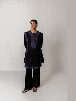 WABI SABI by Anshum-Ritesh - Noir Garden Black Thread Work Kurta with Pant