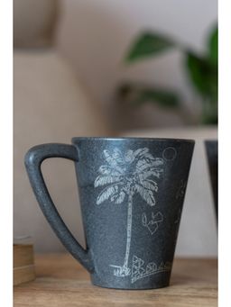 Agro Composites - Folk Art Stone Black Date Palm Coffee Mug - Set Of 7