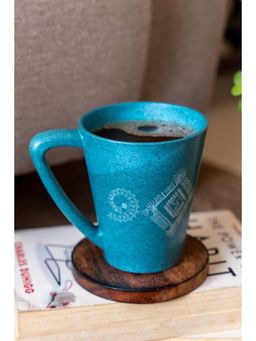 Agro Composites - Folk Art Iceberg Turquoise Square Circle Coffee Mug - Set Of 7