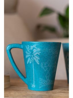 Agro Composites - Folk Art Iceberg Turquoise Date Palm Coffee Mug - Set Of 7
