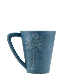 Agro Composites - Folk Art Cobalt Blue Date Palm Coffee Mug - Set Of 7