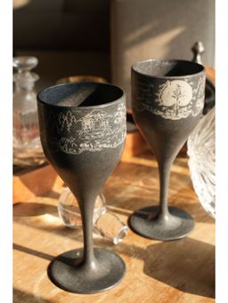 Agro Composites - Stone Black Date Palm Wine Glass - Set Of 2