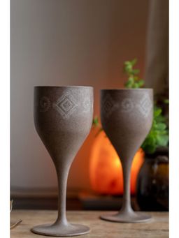 Agro Composites - Pine Ash Square Circle Wine Glass - Set Of 2