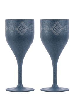 Agro Composites - Cobalt Blue Square Circle Wine Glass - Set Of 2