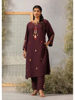 Lakshita - Women Viscose Purple Embroidered Kurta with Pant