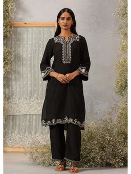 Lakshita - Women Viscose Black Embroidered Kurta with Pant