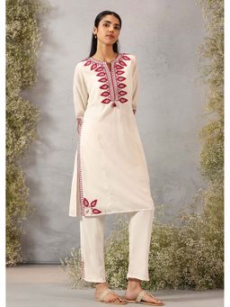 Lakshita - Women Viscose Maroon Embroidered Kurta with Pant