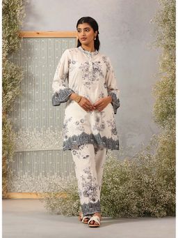 Lakshita - Women Linen Grey Floral Co-Ord Set