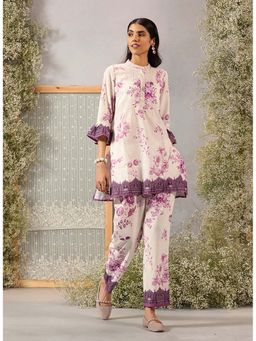 Lakshita - Women Linen Purple Floral Co-Ord Set