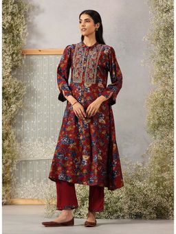 Lakshita - Women Modal Maroon Floral Kurta with Pant