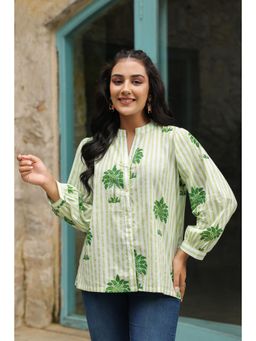 Gahan - Green Palm Printed Top