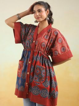 Gahan - Maroon Printed One Size Kaftan Top