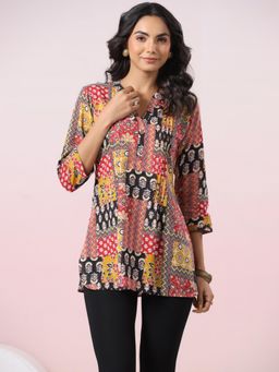 Gahan - Red and Yellow Patchwork Printed Top