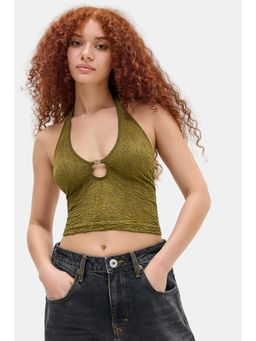 BDG by Urban Outfitters - Hardware Halter Crop Top - Green
