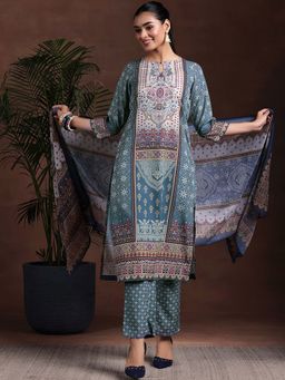 Libas - Grey Poly Crepe Printed Kurta Sets for Women