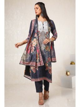 Soch - Women Charcoal Sequined Kurta with Pant and Dupatta (Set of 3)