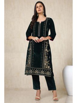 Soch - Women Green Embroidered Kurta with Palazzo (Set of 2)