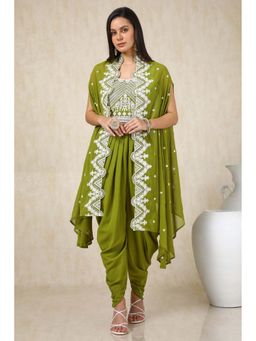 Soch - Women Green Embroidered Co-Ord (Set of 3)