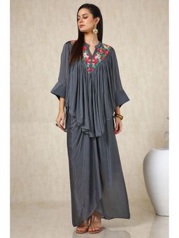 Soch - Women Grey Sequined Top with Skirt (Set of 2)