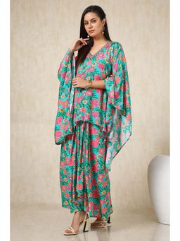 Soch - Women Teal Floral Top with Skirt (Set of 2)