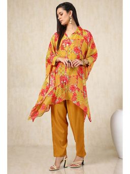 Soch - Women Mustard Floral Top with Inner with Pant (Set of 3)
