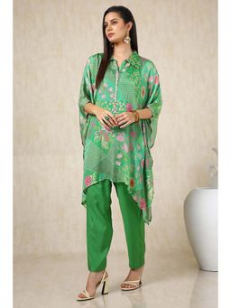 Soch - Women Green Floral Top with Inner with Pant (Set of 3)