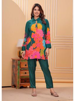 KAFTANIZE - Women Green Floral Co-Ord (Set of 2)