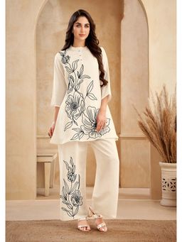 KAFTANIZE - Women White Floral Co-Ord (Set of 2)
