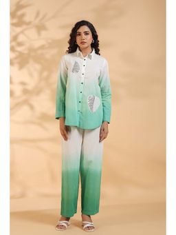 KAFTANIZE - Women Green Embroidered Co-Ord (Set of 2)