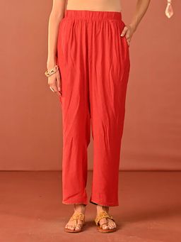 Lakshita - Women Red Embroidered Kurta with Pant (Set of 2)