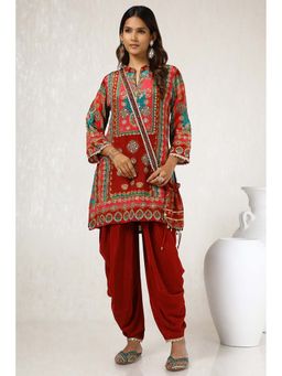 Soch - Women Maroon Printed Co-Ord (Set of 3)