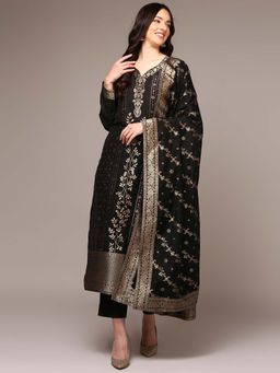Vaamsi - Women Black Woven Kurta with Pant and Dupatta (Set of 3)