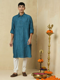 Fabindia - Linen Yoke Detail Pathani Kurta With Cuff