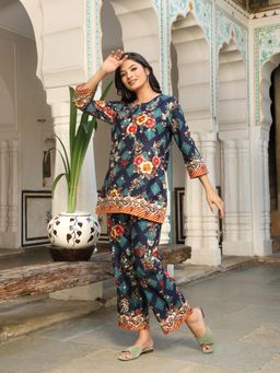 Gahan - Cotton Digital Printed Co-Ord Set - Navy Blue