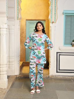 Gahan - Cotton Digital Printed Co-Ord Set - Blue