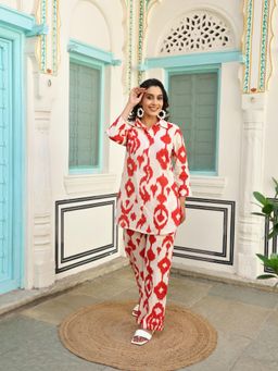 Gahan - Cotton Digital Printed Co-Ord Set - Red